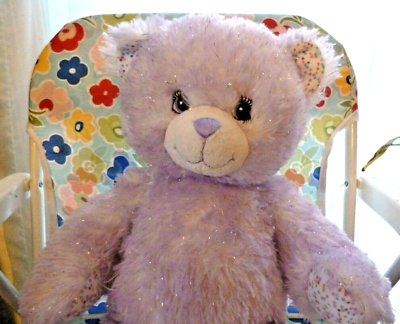 Build a Bear light purple glitter Teddy Bear stuffed animal plush toy 19
