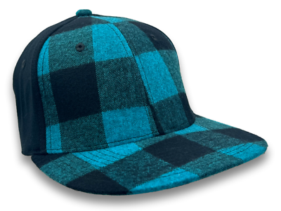 Plaid Style Baseball Cap Flat Bill One Size Flex Fitting Spandex