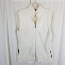 EMS Fleece Vest Womens XL Full Zip Up Funnel Neck Eastern Mountain Sports Ivory