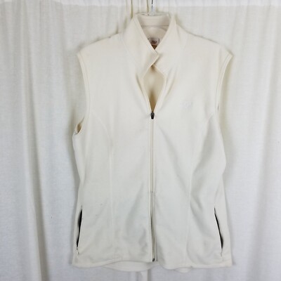 EMS Fleece Vest Womens XL Full Zip Up Funnel Neck Eastern Mountain Sports Ivory