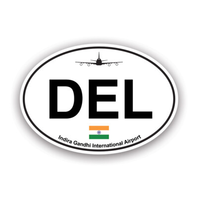 Indira Gandhi Airport Euro Oval Sticker Decal - Weatherproof - del india delhi