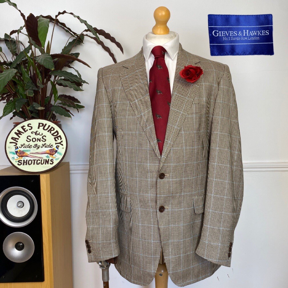 FILA Giacca cappotto sportivo estivo tweed lana e seta Gieves & Hawkes (40L) pied de poule