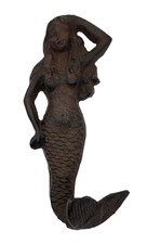 Cast Iron Mermaid Wall Hook Towel Coat Hanger Antique Brown Nautical Wall Decor