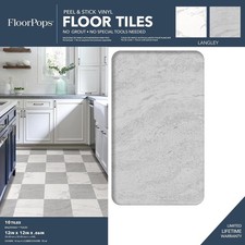 FloorPops Peel and Stick Floor Tiles Grey Marble Stone Effect Vinyl DIY FP5062
