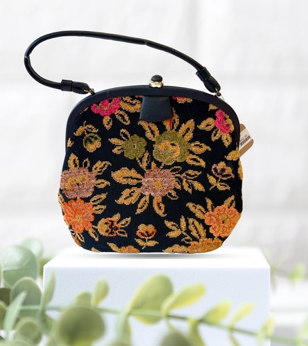 Vintage Floral Embroidered Tapestry Carpetbag Handbag