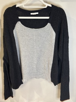 Duffy 100% Cashmere Sweater Women s L Gray Colorblock Oversized