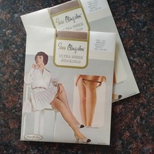 Sears Best Cling-alon Ultra Sheer Stockings 2 Pairs Mesh Knit Shapely Size A NOS