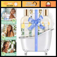 8pcs Jasmine Spa Gift Set for Women - Bath  Body Gift Basket, Shower Gel  Bubb