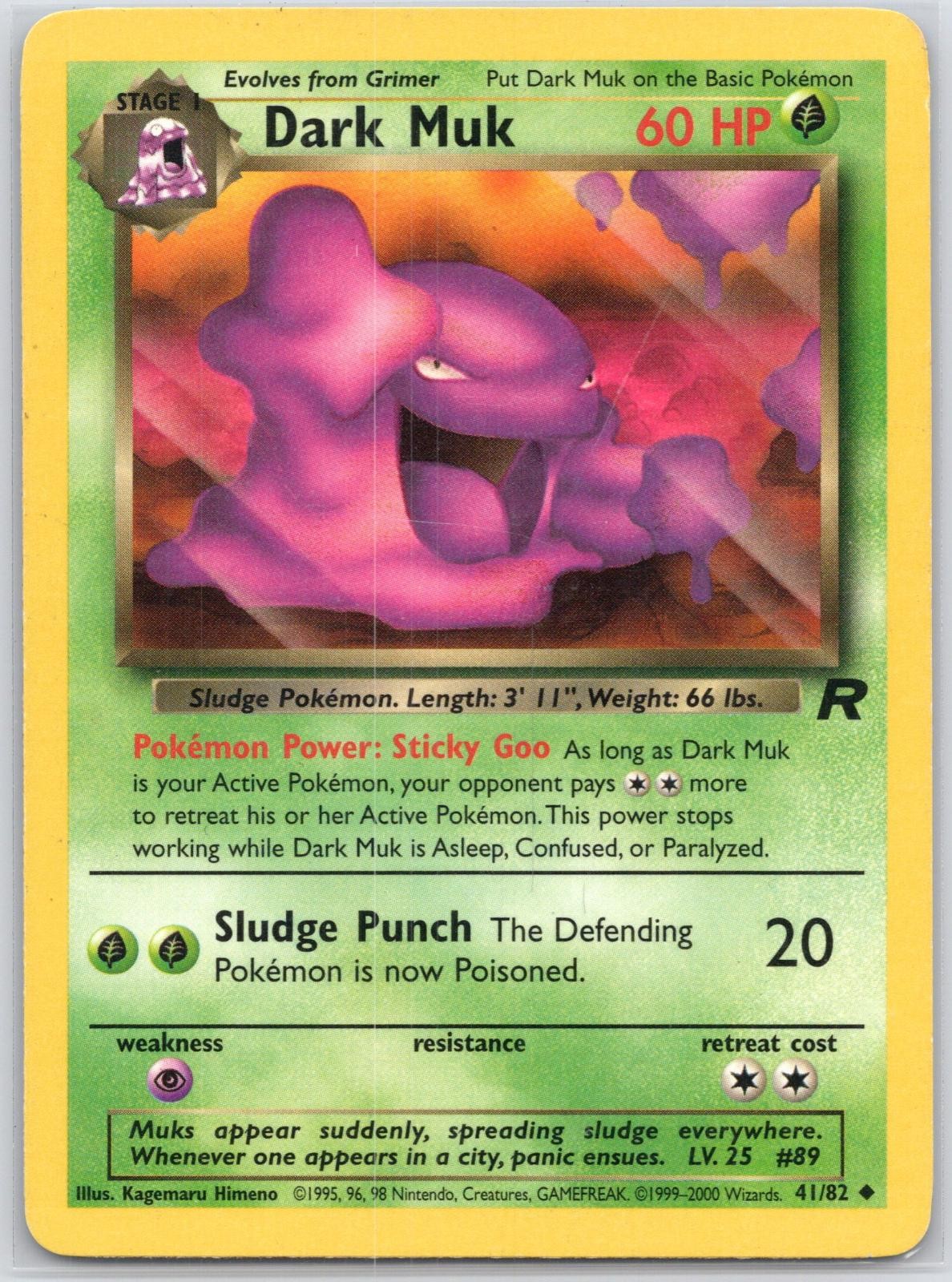 Dark Muk 41/82 Uncommon Team Rocket Pokemon Unlimited Moderately Played