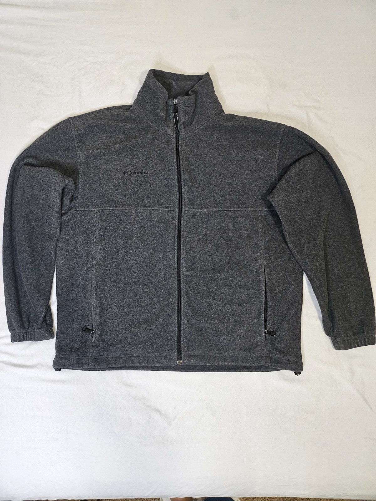 Columbia Men's Size Large Gray Full Zip Fleece Long Sleeve Jacket Sweater Y2K