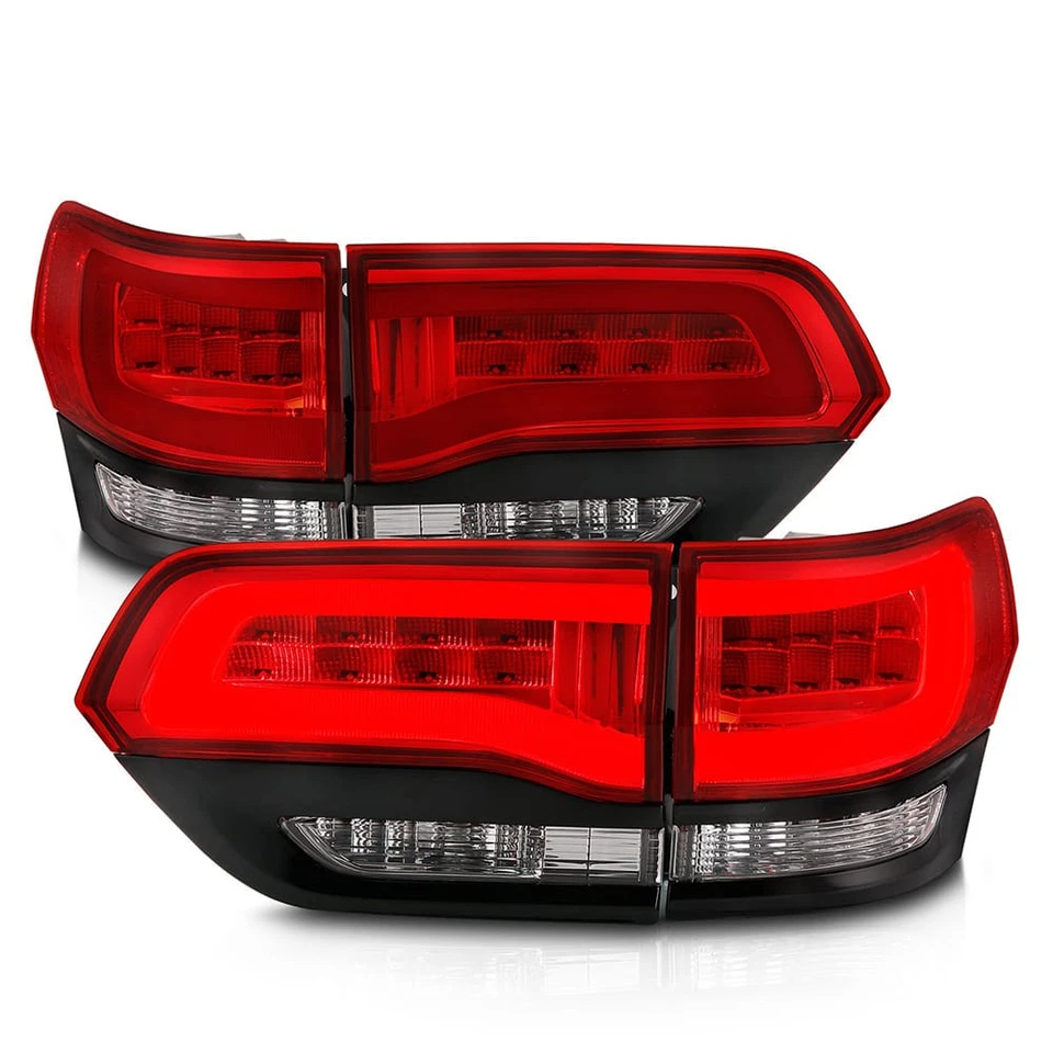 Conjunto de luces traseras de lente cromadas rojas/claras para Jeep Grand Cherokee 2014-2017 Foto 2 de 4
