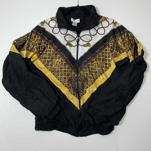 Lauren Brooke Vintage 90s Scarf Print Windbreaker Womens Jacket Size L - Picture 1 of 5