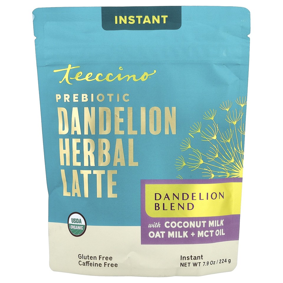 Prebiotic Dandelion Instant Herbal Latte, Dandelion Blend, Caffeine Free, 7.9 oz
