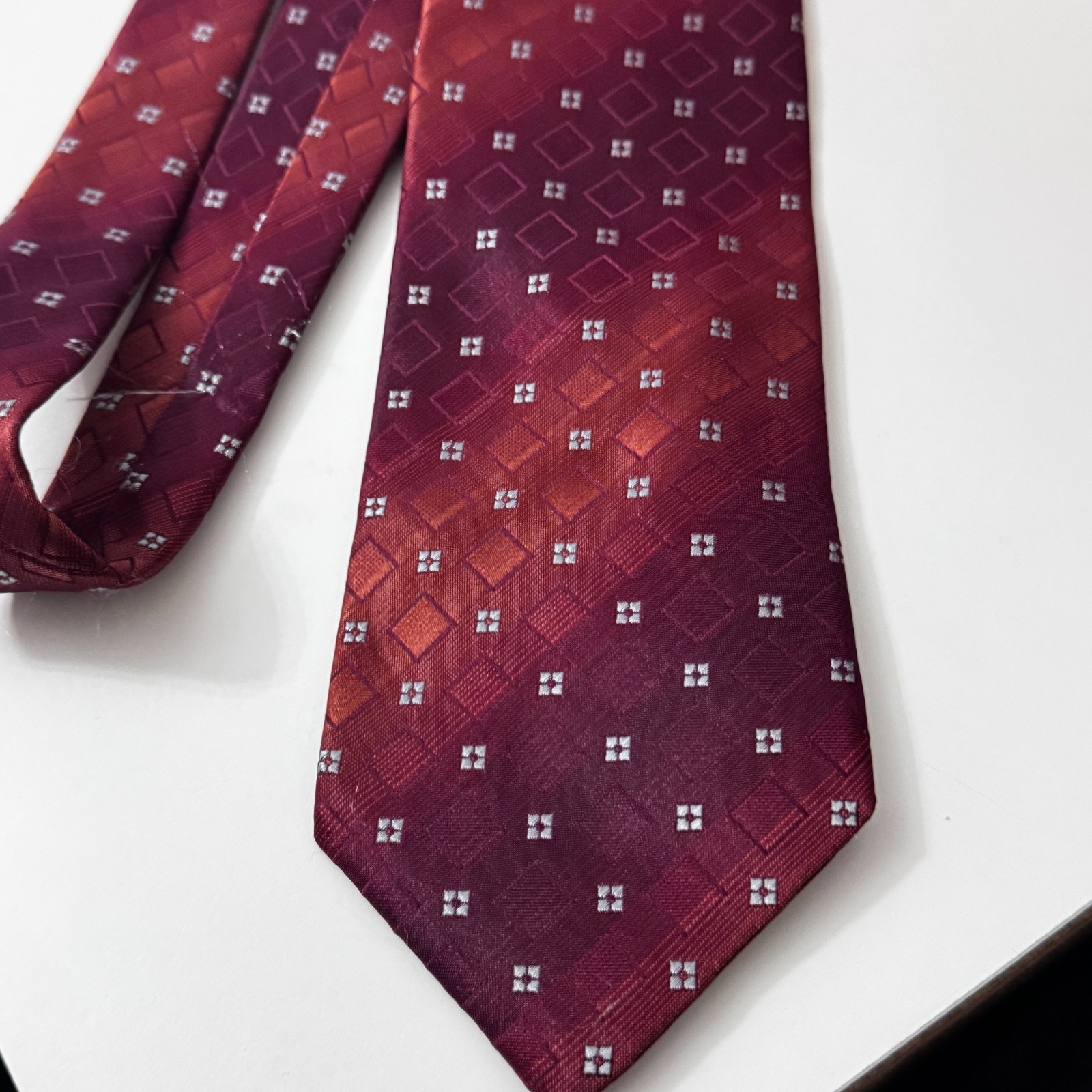 Mark Seven Fashion Burgundy Geometric Patterned Polyester Tie image 3