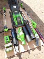 Greenworks Cordless Lawnmower + Blower/Vacuum + Grass & Hedge Trimmer + Pole Saw