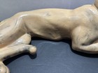 VINTAGE MID-CENTURY AMERS GLAZED CERAMIC LOUNGING LIONESS FIGURINE- 18" — photo 3