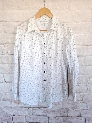 Chalou Damen Bluse Hemd Gr. D44 Weiss Herz
