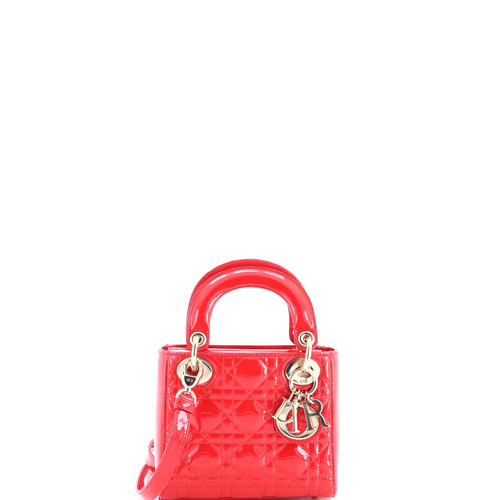 Christian Dior Lady Dior Bag Cannage Quilt Patent Mini