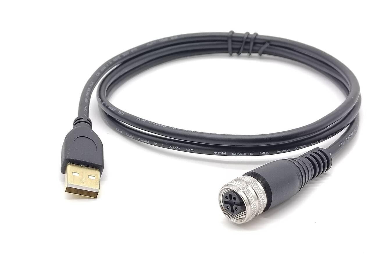 M12 4Pin A Code Female to USB 2.0 A Male Cable UL2725 28AWG