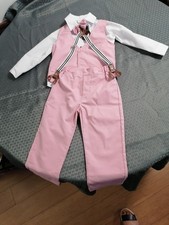 Boys Formal Pink Pant Suit Set S 5pc Vest Pants Shirt Bow Tie Suspenders