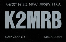 1989 QSL Card K2MRB to VQ9DM via N5DM Short Hills New Jersey #1386