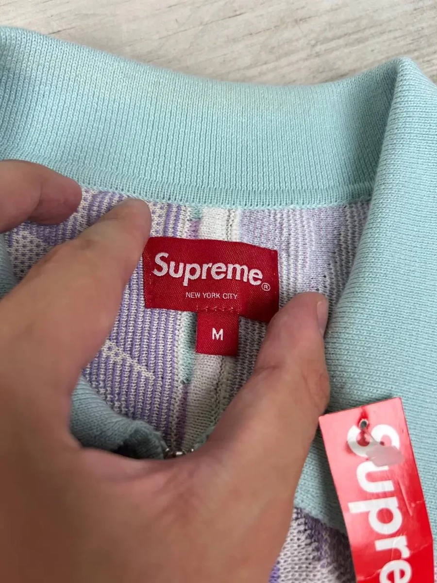 Supreme Abstract Textured Zip Up Polo Men SZ M | eBay