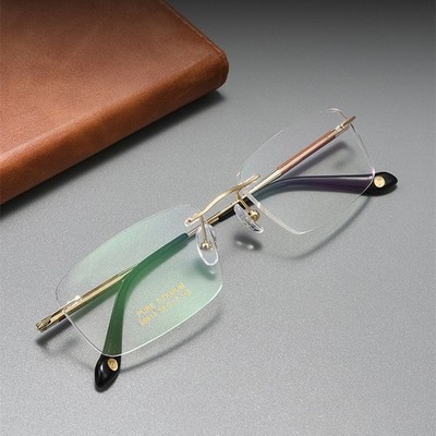 Men Business Rimless Eyewear 9.6g Ultra Light Pure Titanium Eyeglasses Frame