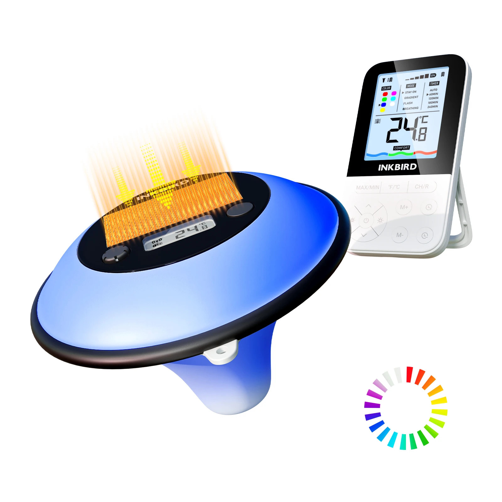 Juego de Termómetro Solar Inalámbrico para Piscina 7 Colores Luz Ambiental Piscina Exterior