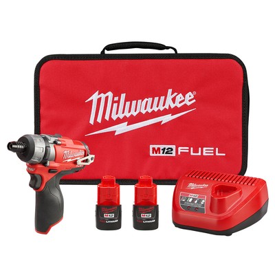 Milwaukee 2402-22 M12 FUEL Cordless 1/4'' Hex 2-Speed Screwdriver Kit, 12V