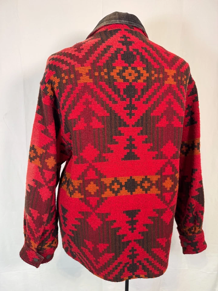 Vintage Woolrich Aztec Southwestern Print Wool Coat Zip Jacket Sz L Made in USA - Image 2 of 4