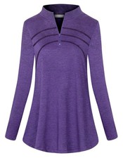 Workout Tops for Women Long Sleeved Quarter Zip Up Gym Shirts Loose Fit Sport...