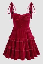 CIDER Red M Tunic Dress Sweetheart Neck Straps Button Front Spandex/Poly NWT