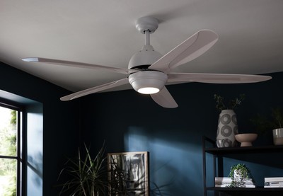 Deckenventilator mit Licht 5 Flügel Fernbedienung LED Beleuchtung E27 weiß 140cm