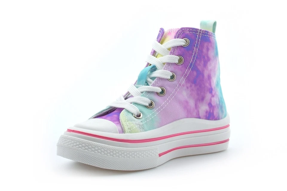 Girls Hi Top Shoes Girls Canvas Shoes Hi Tops Hi Top Pumps Girls Pumps Rainbow - Image 4 of 4