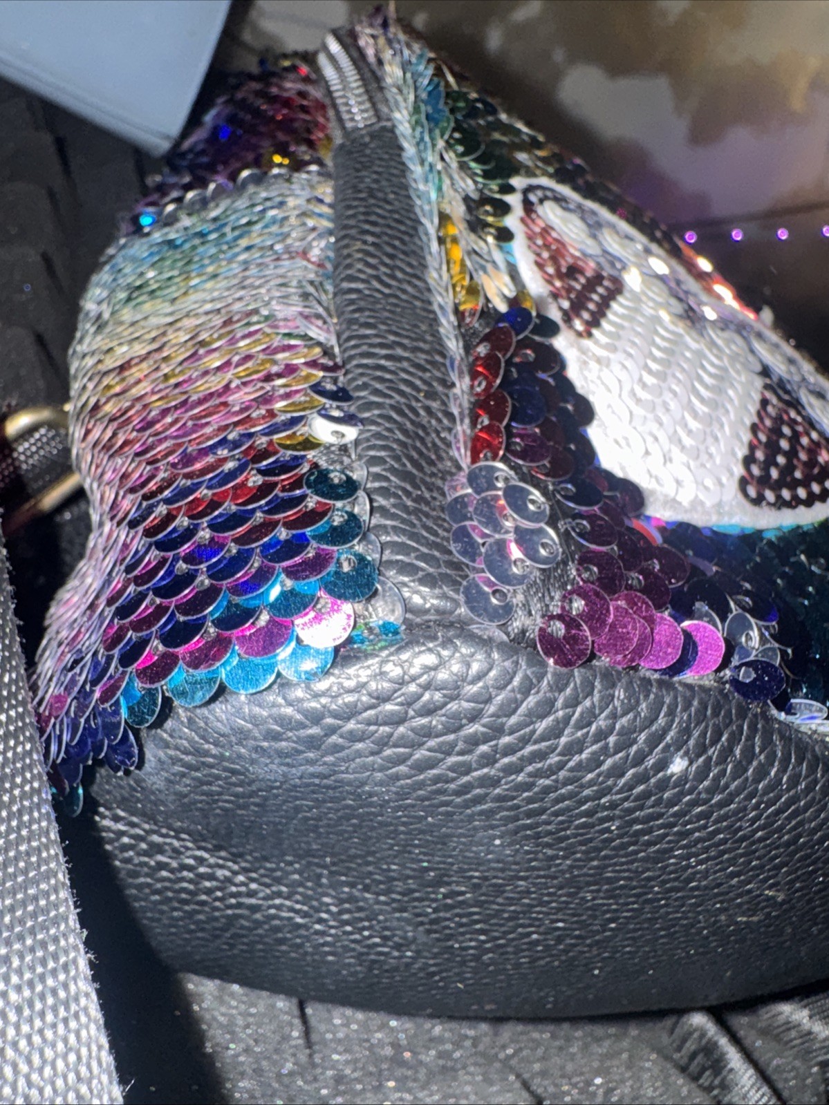 Small Rainbow Sequined Backpack with Patches (per… - image 7