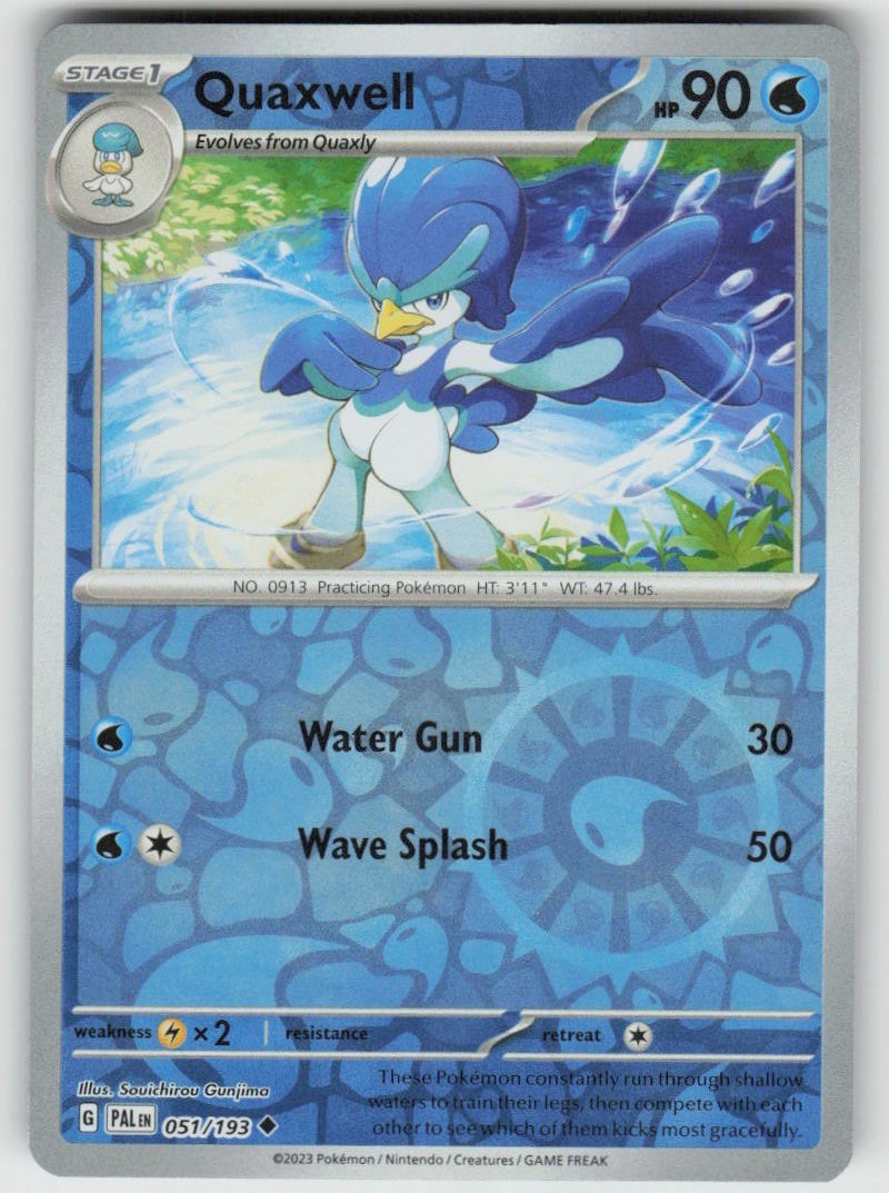 Quaxwell 051/193 Uncommon Paldea Evolved Pokemon Reverse Holo Near Mint