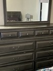Queen bedroom set with bed frame, two side tables and dresser with mirror 