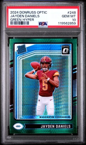 2024 PANINI DONRUSS OPTIC GREEN HYPER #248 JAYDEN DANIELS PSA 10
