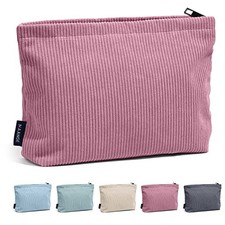 Cosmetic Bags for Women Small Makeup Bag for Purse Corduroy Makeup Pouch Red