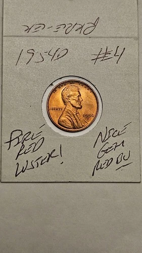 wheat penny 1954D LINCOLN CENT 1954-D GEM RED BU 1954-D LOT #4 FIRE RED GEM UNC