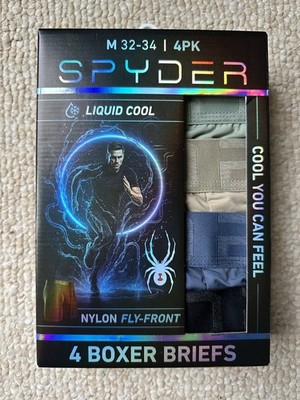 Spyder Mens Boxer Briefs/Underwear - 4Pack - Medium, Liquid Cool Tech, Stretch