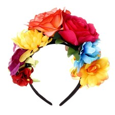 Nydotd Mexican Rose Flower Crown Headband, Day of The One Size, Colourful