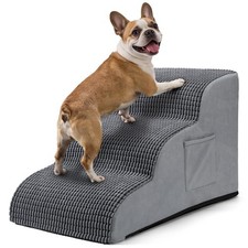 Dog Stairs for Small Dogs, 15.7" High 3 Step Foam Ramp for Bed Couch, Pet S...