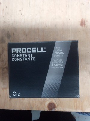 Duracell Procell Constant Batteries C12/Box of 12/Best by 2033