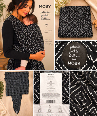MOBY Petunia Pickle Bottom Baby Wrap Carrier Cotton One Size Black/White