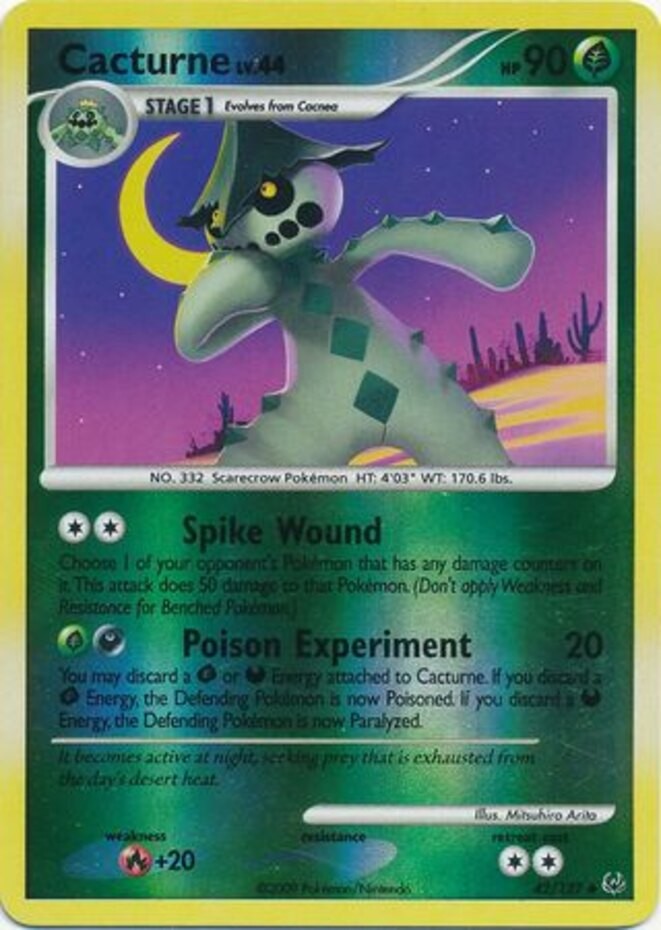 Cacturne - 42/127 - Uncommon - Reverse Holo LP, English Pokemon Platinum