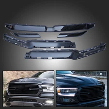 For Dodge Ram 1500 2019-2024 Front Bumper Upper Grille Molding Trim Glossy Black