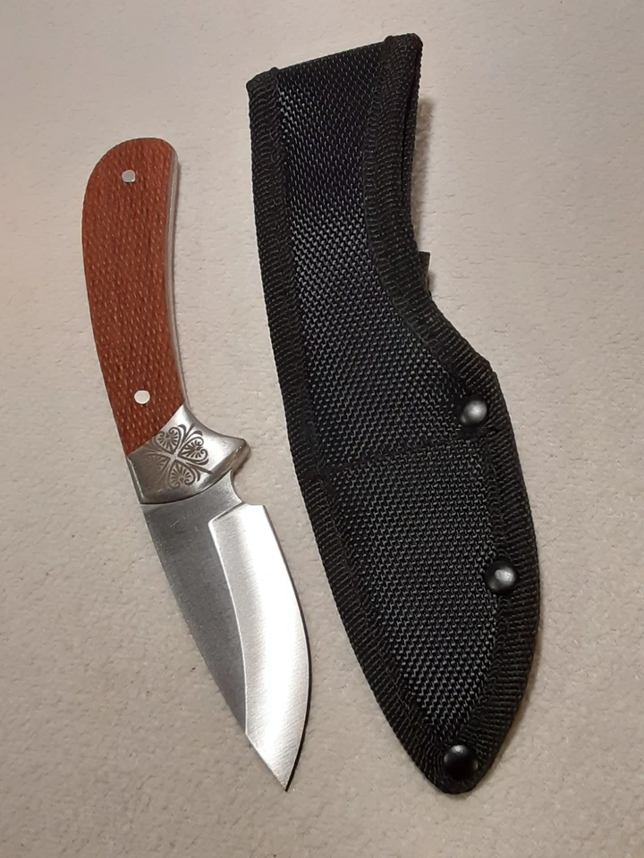 CUCHILLO DE CAZA DESOLLADOR HOJA FIJA ANTIGUO TEMPORIZADOR CUCHILLO DESOLLADOR CON FUNDA Foto 4 de 4