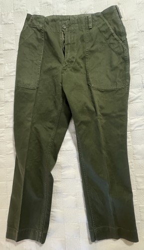 Vintage Vietnam Ära OD grüne Hose Zipper Fly Gr. 34/27 Canvas/Denim Typ  - Bild 2 von 7