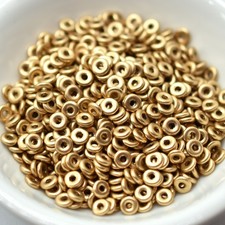 O Bead 4mm Matte Light Gold, 5 grams Czech Glass
